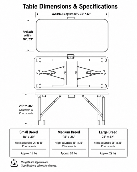 Ultra Light Dog Grooming Tables